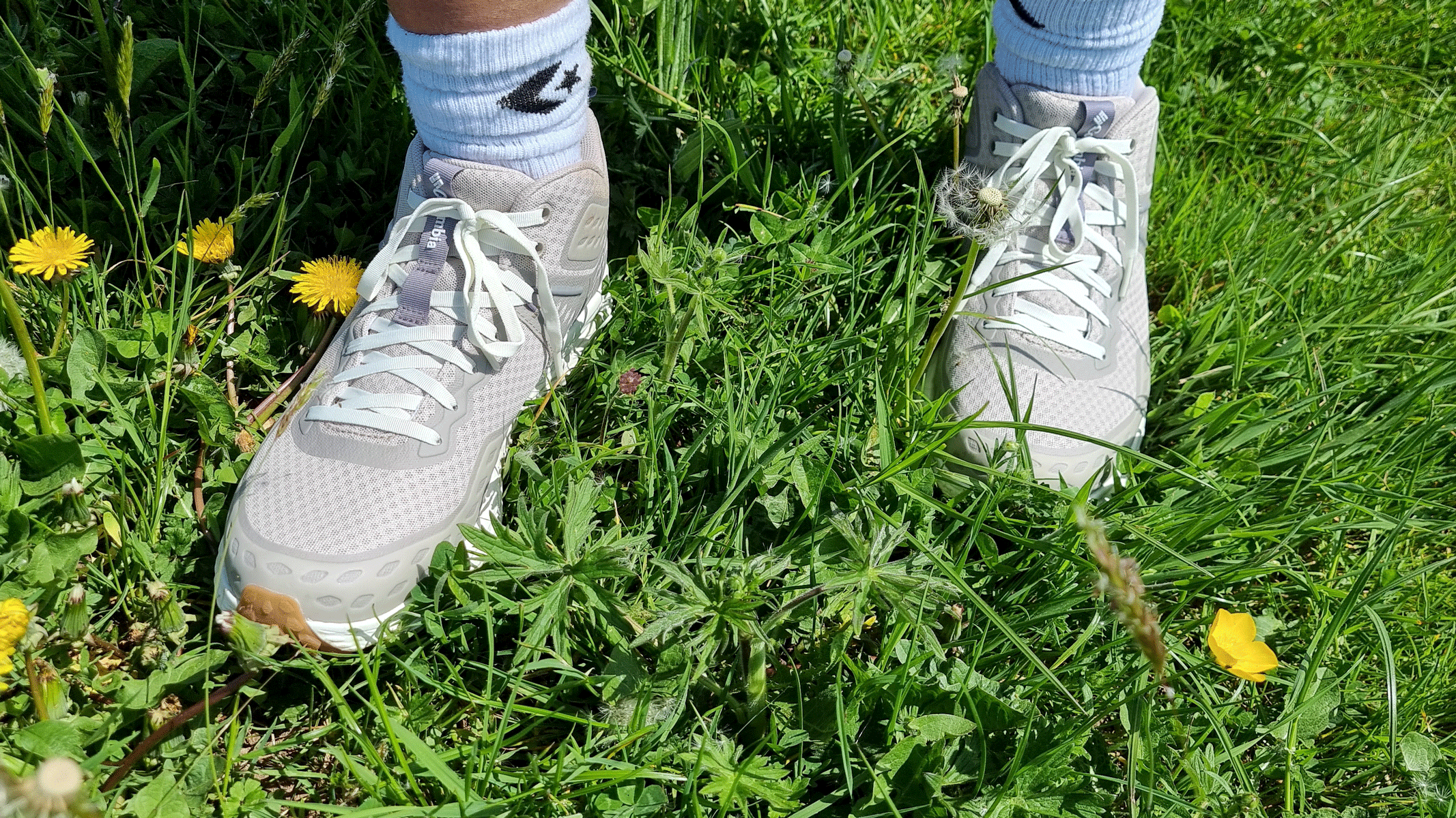 A close-up picture of our writer wearing the Columbia Konos TRS Outdry shoes during a hike