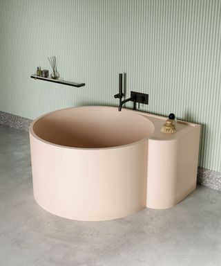 Bath ideas with rounded bathtub