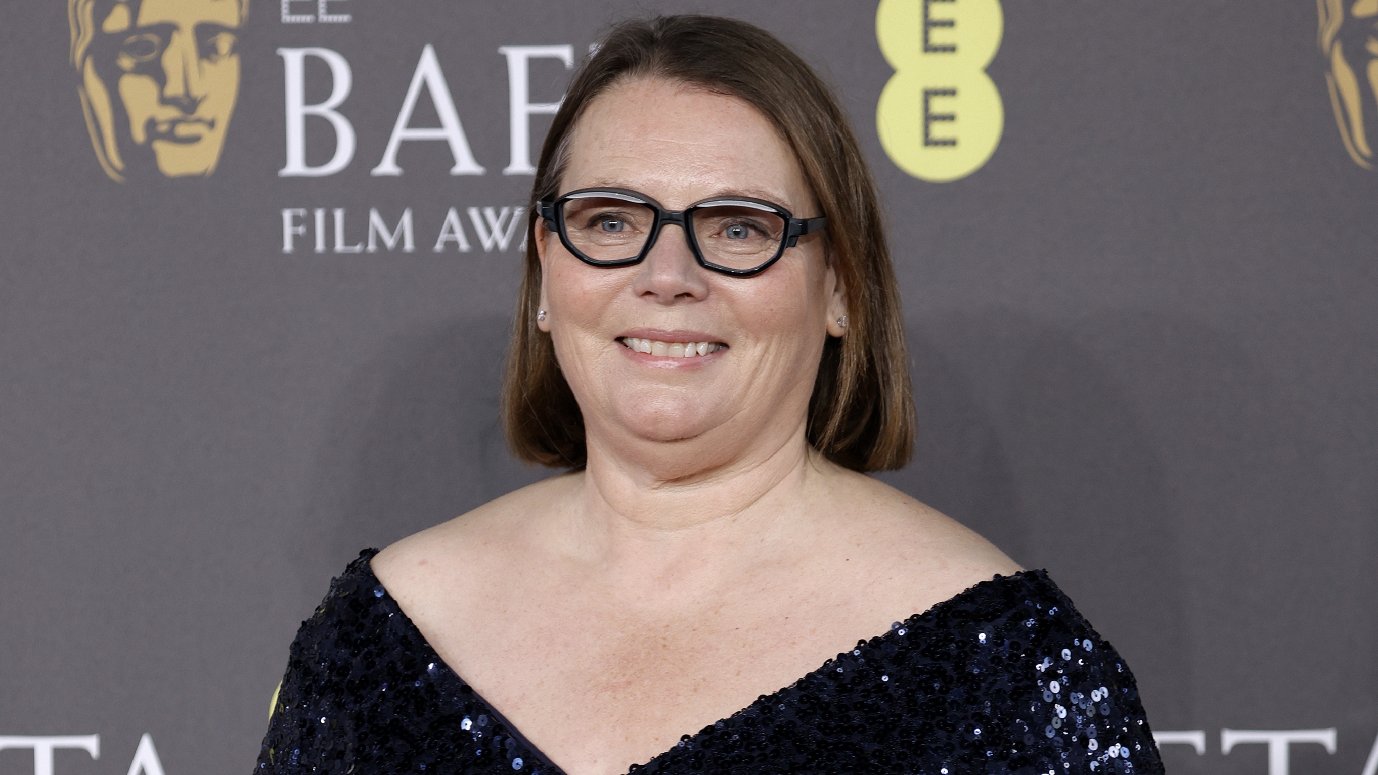 Joanna Scanlan attends the 2024 EE BAFTA Film Awards at The Royal Festival Hall on February 18, 2024