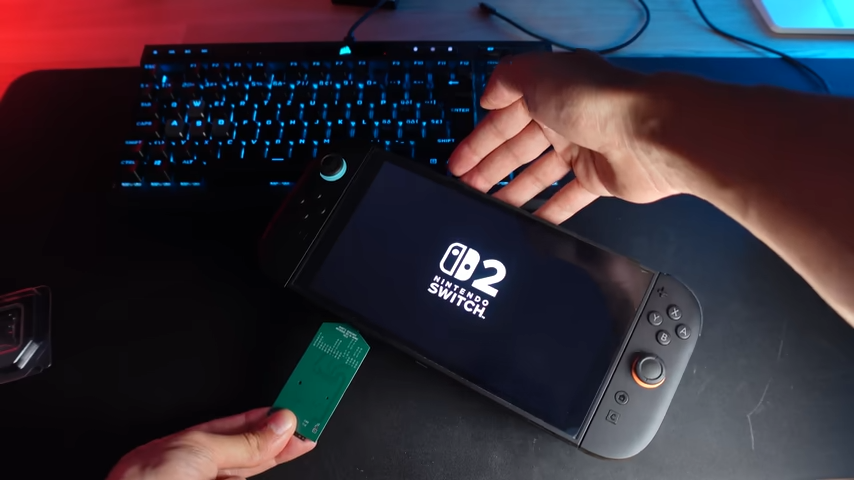 A screenshot from Better Gaming&#039;s YouTube video trying to put an SSD in a Nintendo Switch 2