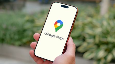 Google Maps logo on an iPhone 17 Pro