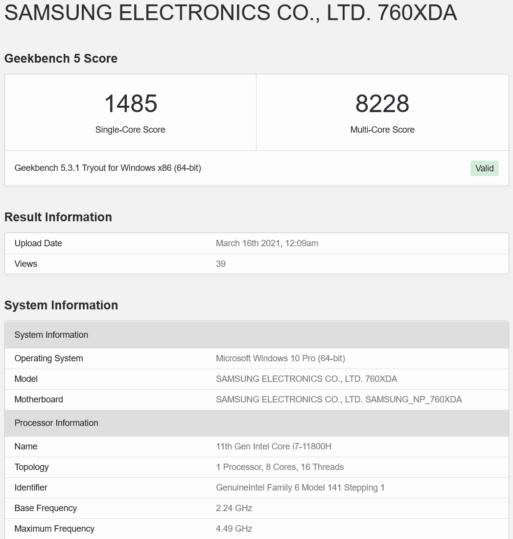Core i7-11800H Run 2