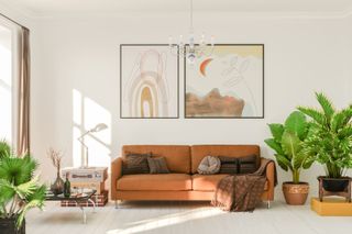Living room in boho style - stock photo