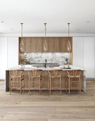 Wooden Ribbed kitchen island
