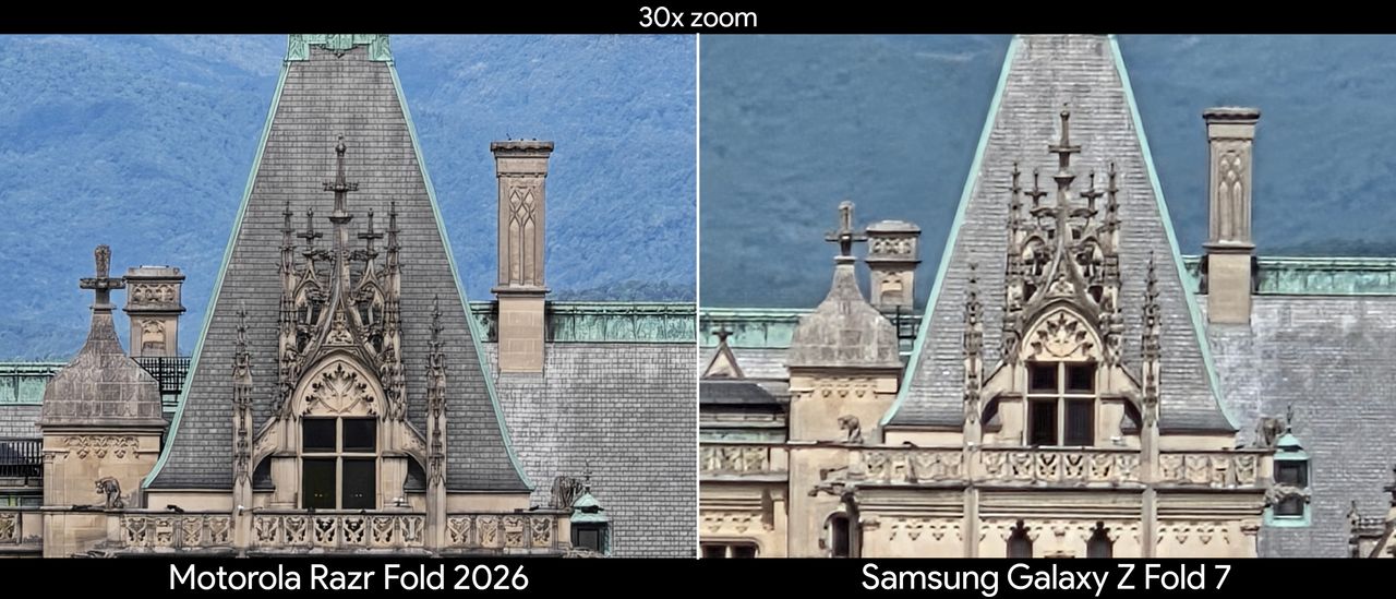 Comparing telephoto camera quality between the Motorola Razr Fold 2026 and Samsung Galaxy Z Fold 7