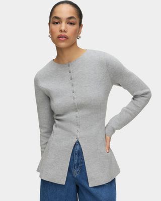 Aligne Daphne Waisted Knit Cardigan in Grey