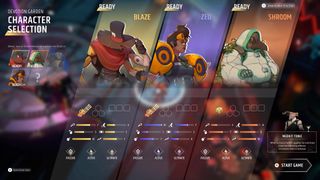 Party menu featuring Zed, Blaze and Shroom