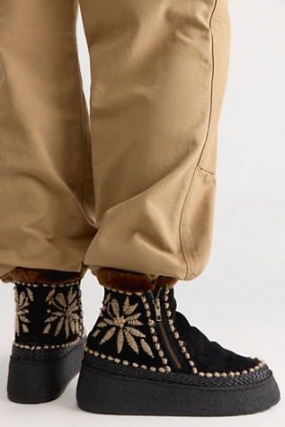 Setsu Platform Floral Stitched Boots