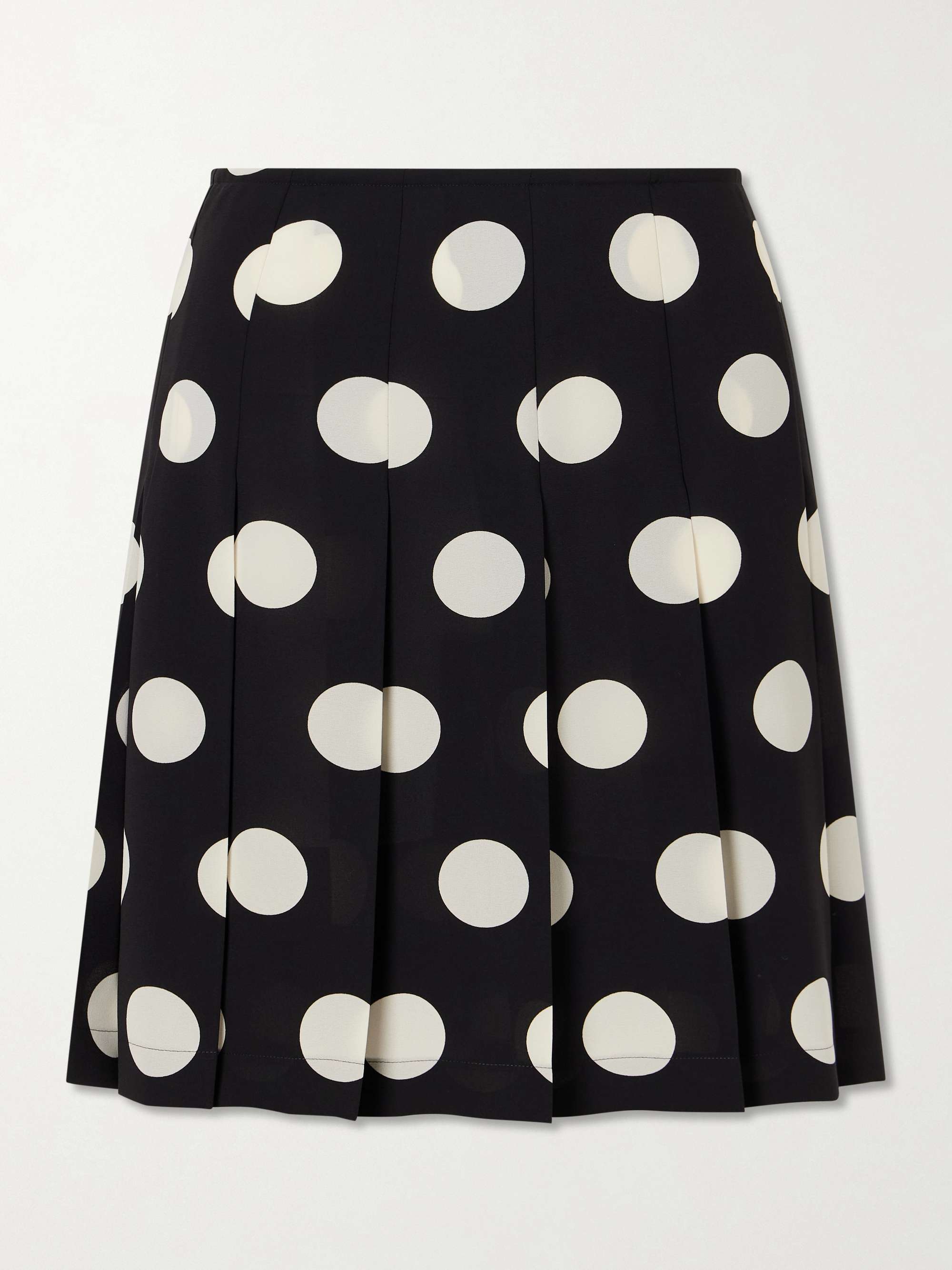 Pleated Polka-Dot Georgette Midi Skirt