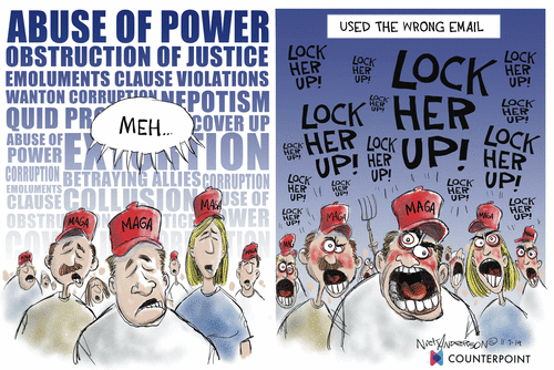 Political Cartoon U.S. Trump Supporters Defense Locker Her Up