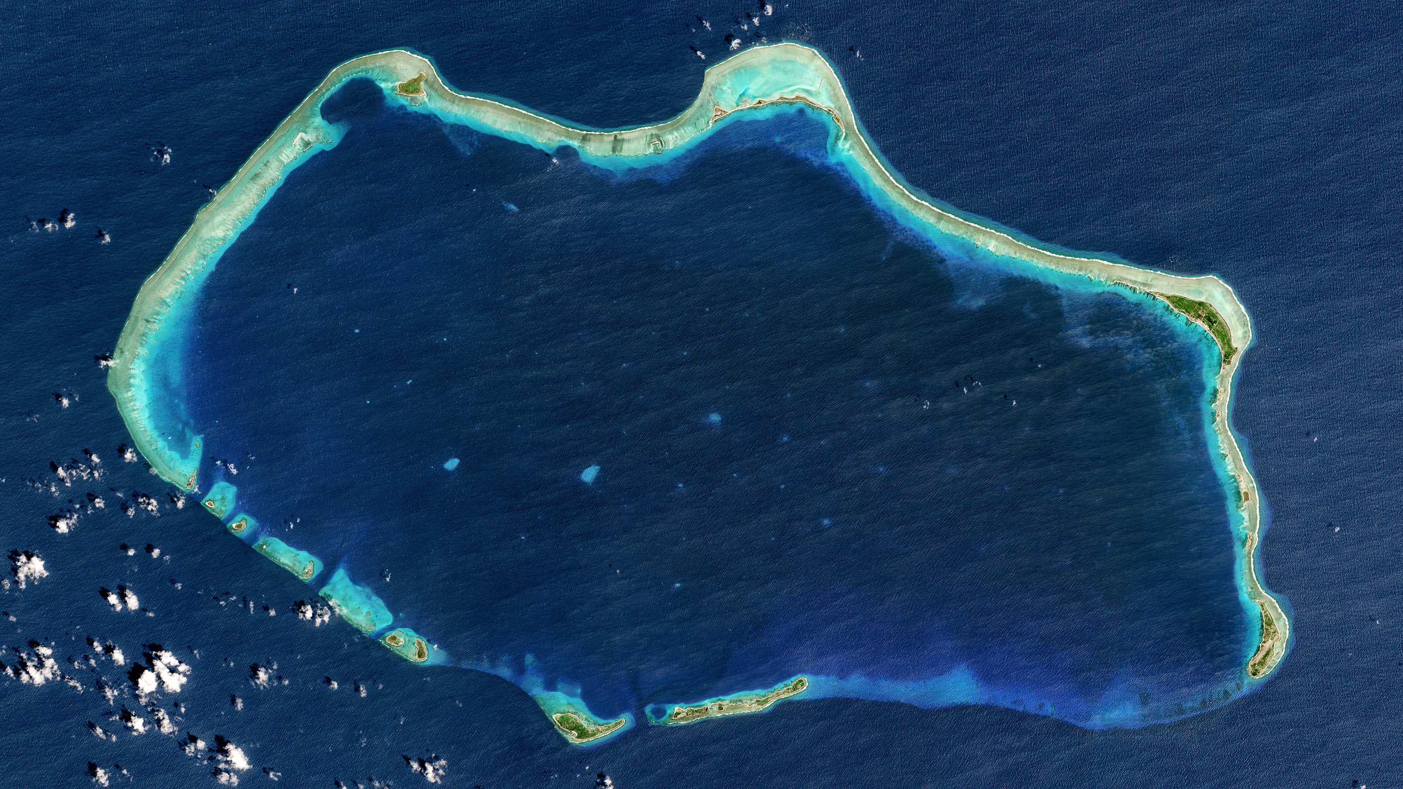 This satellite image shows Bikini Atoll, part of the Marshall Islands in the Pacific Ocean, on March 09, 2017.