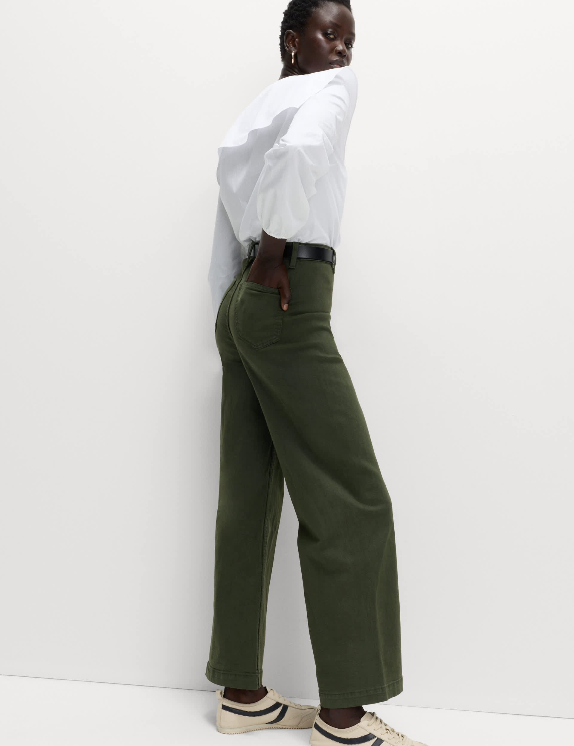 High Waisted Wide Leg Ankle Grazer Jeans