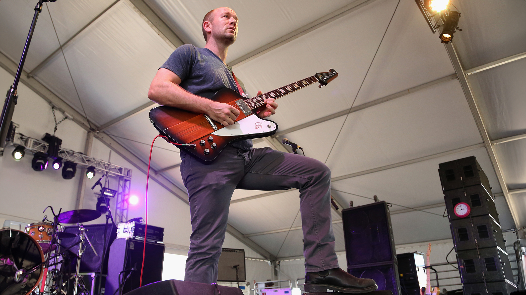 Brendon Small performs onstage at Samantha's Tent during day 1 of the FYF Fest 2013 at Los Angeles State Historic Park on August 24, 2013 in Los Angeles, California.