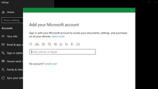 Add Microsoft account to Windows 10