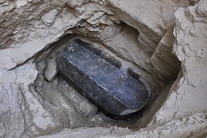 This picture released on July 1, 2018, by the Egyptian Ministry of Antiquities shows an ancient tomb dating back to the Ptolemaic period found in the Sidi Gaber district of Alexandria. - The 