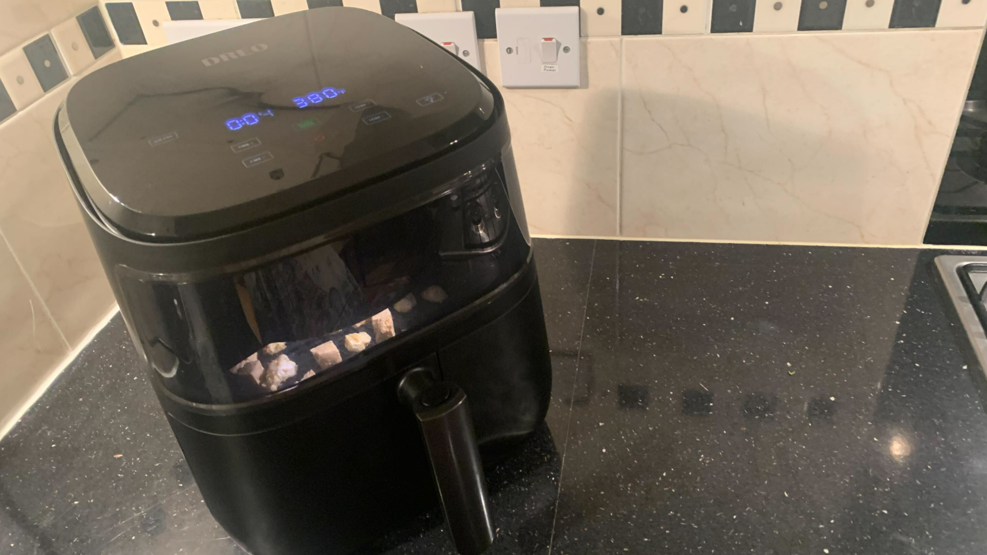 Tofu inside the Dreo 6-Quart air fryer