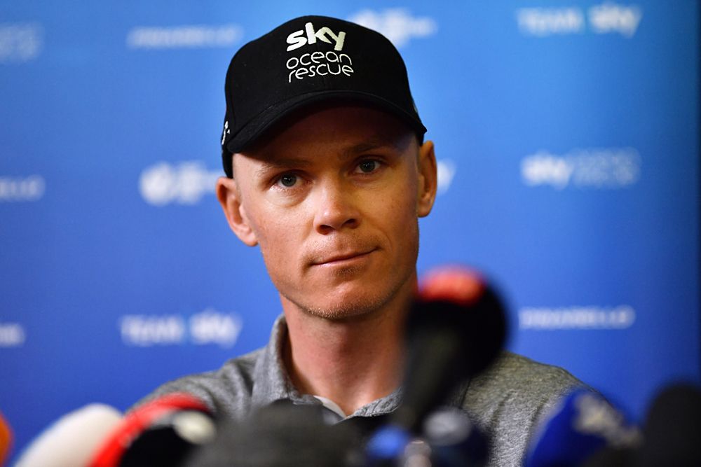 Chris Froome (Team Sky) meets with the press ahead of the Grand Depart at the 2018 Tour de France