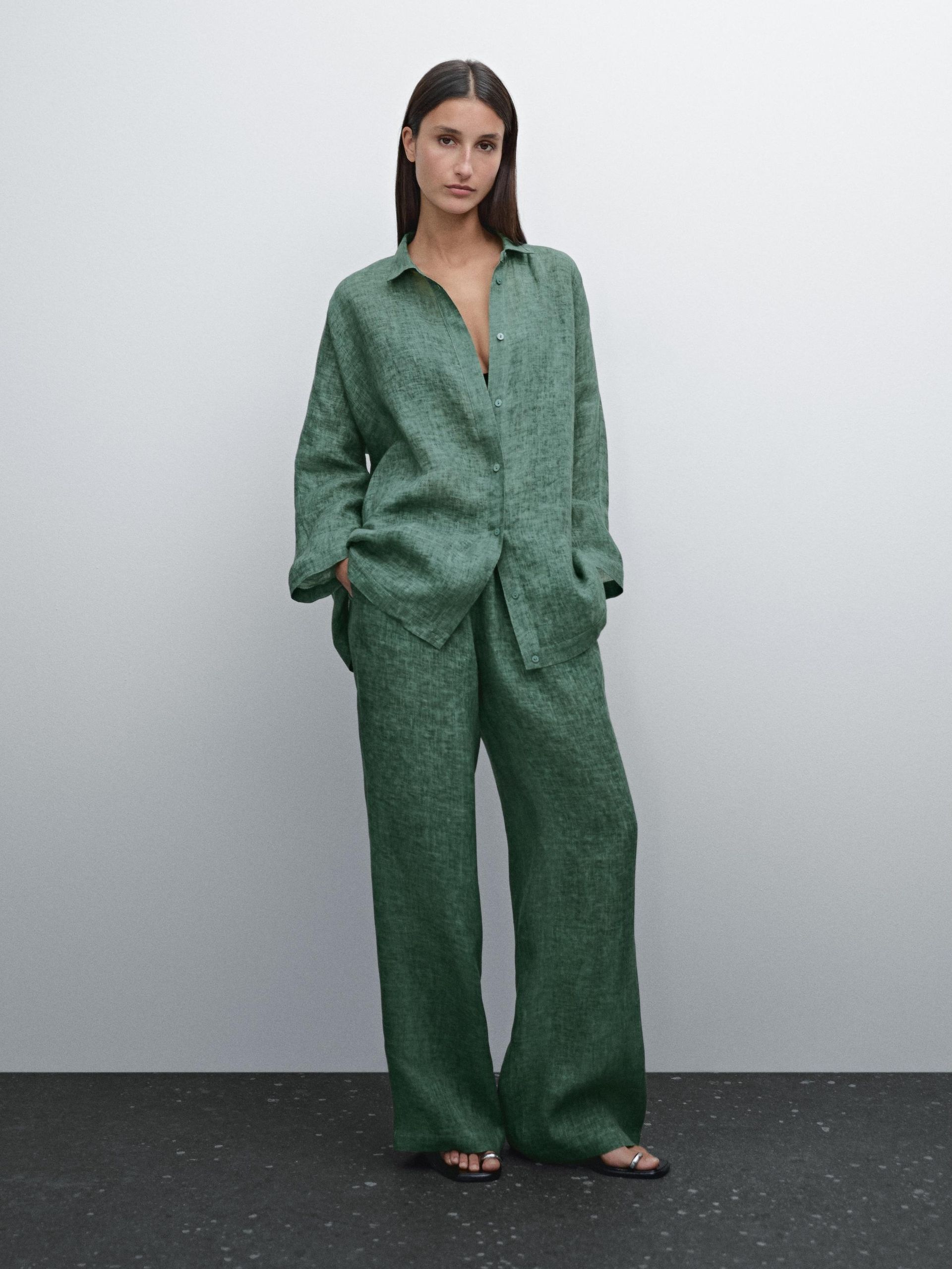 100% Linen Flowing Elasticated Trousers