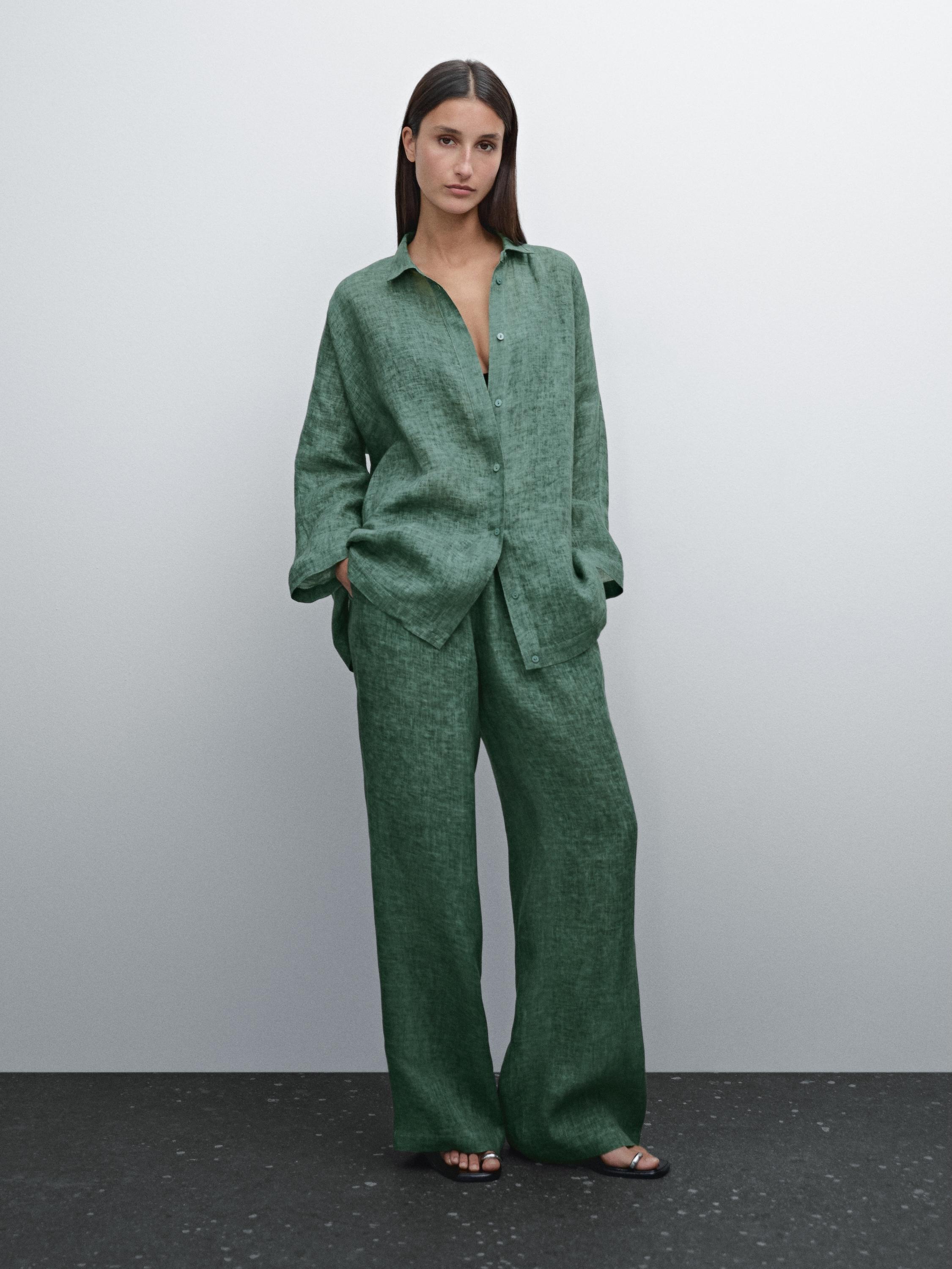 100% Linen Flowing Elasticated Trousers