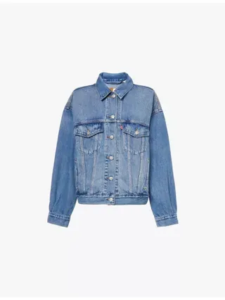 90s Relaxed-Fit Cotton-Blend Denim Jacket