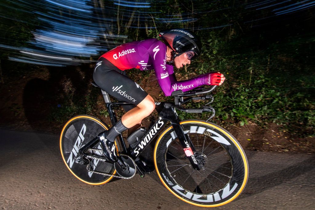 ATHERSTONE ENGLAND OCTOBER 06 Demi Vollering of Netherlands and Team SD Worx sprints during the 7th The Womens Tour 2021 Stage 3 a 166km Individual time trial from Atherstone to Atherstone thewomenstour UCIWWT on October 06 2021 in Atherstone England Photo by Justin SetterfieldGetty Images