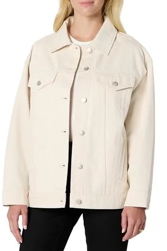 Amazon Essentials, Women&#039;s Rigid Denim Oversized-Fit Trucker Jacket (Was $42) 