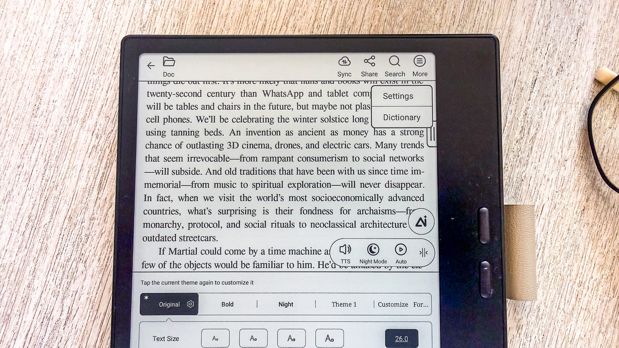 Hidden library settings on the Boox Go 7