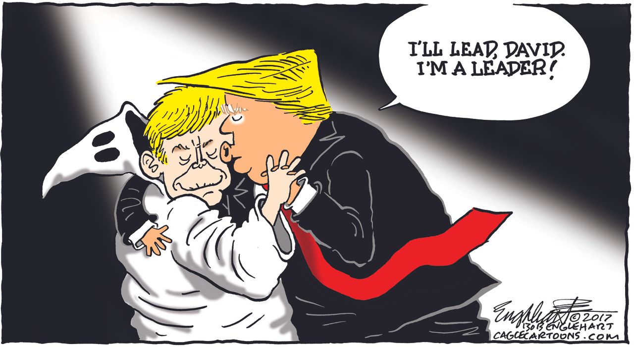 Political cartoon U.S. Trump David Duke KKK 2016 campaign Charlottesville