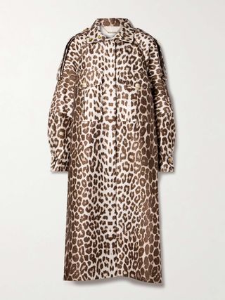 Illustration Leopard-Print Wool and Silk-Blend Twill Coat