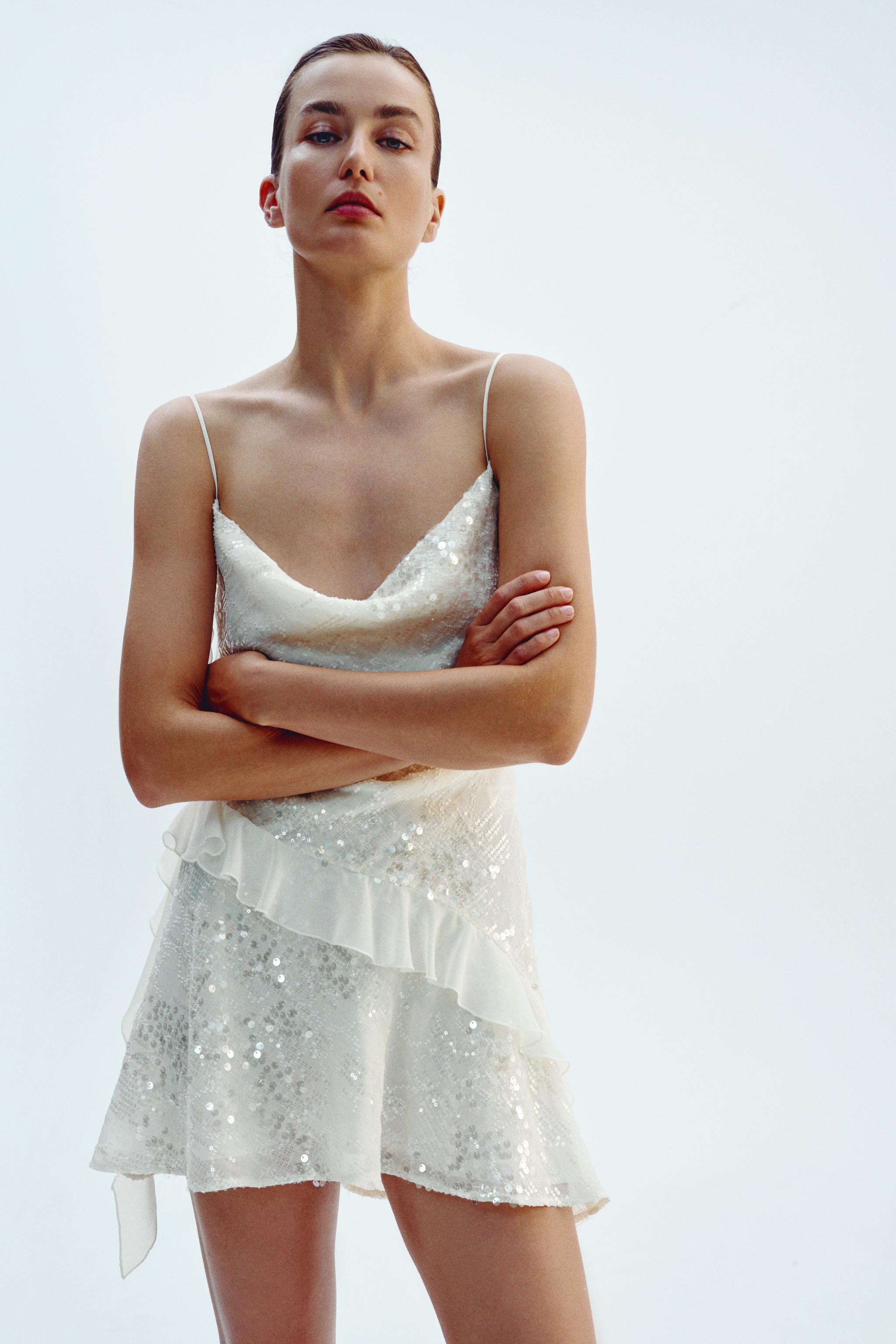 Sequin Ruffle Mini Dress
