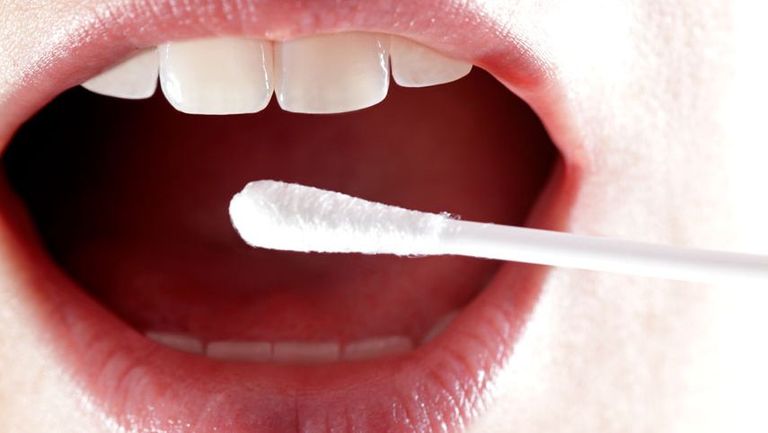 mouth with q-tip