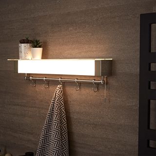 bathroom with light wall cloth hanger