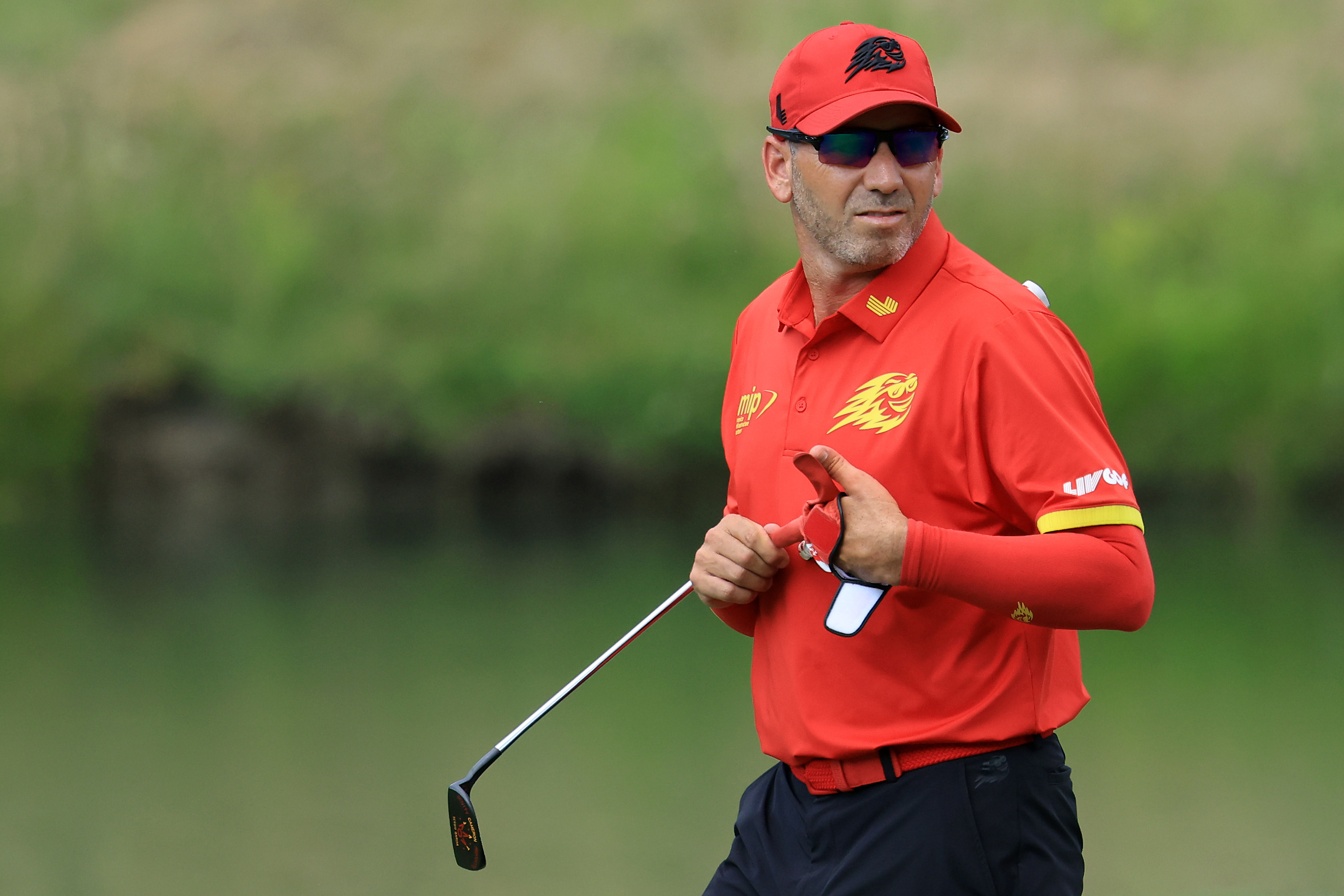 Sergio Garcia walks off the green