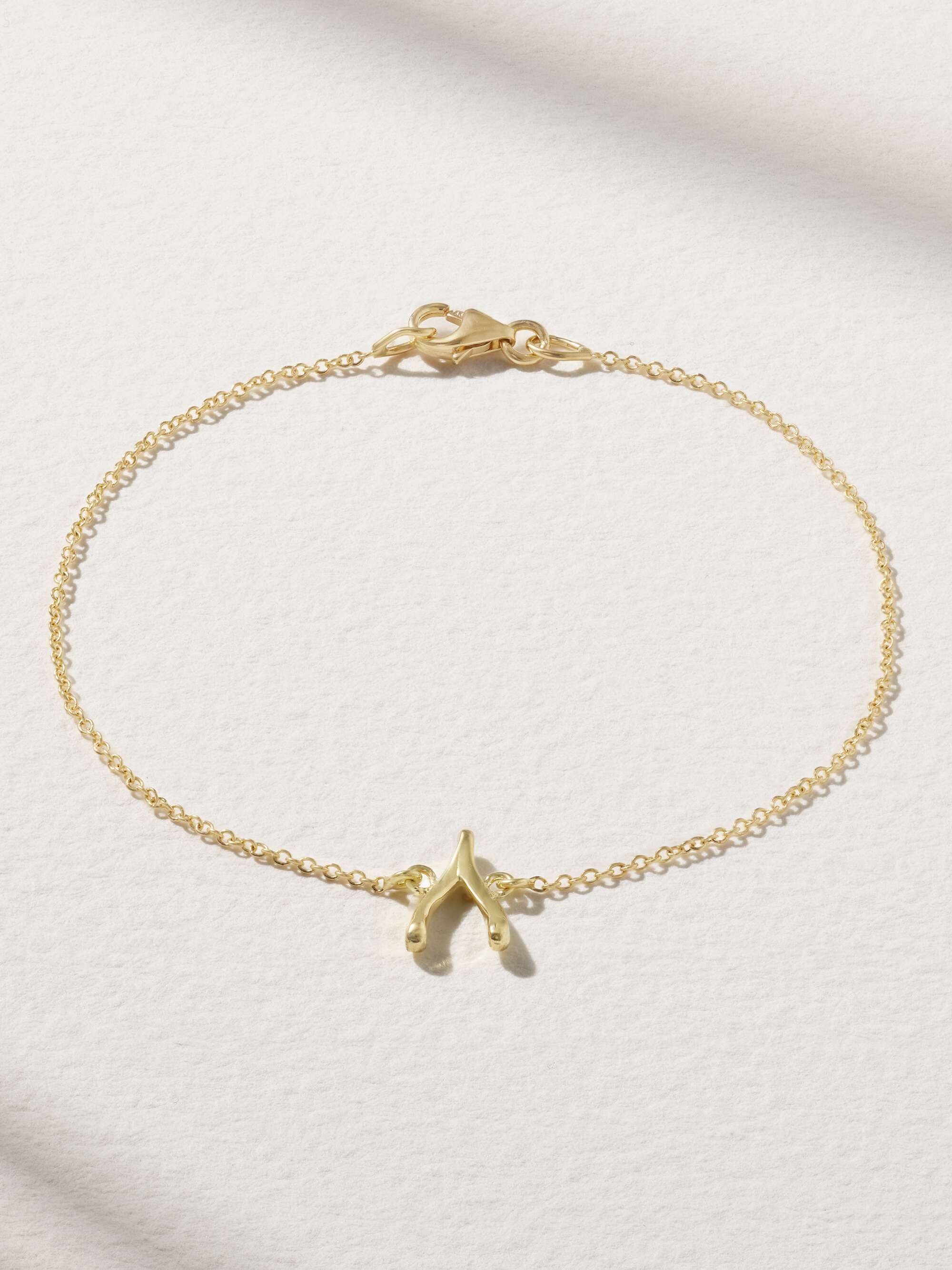 Mini Wishbone 18-Karat Gold Bracelet