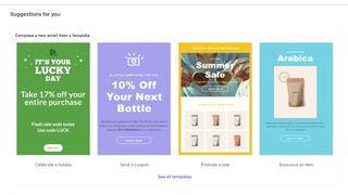 Weebly's user interface showing suggestions for newsletter templates