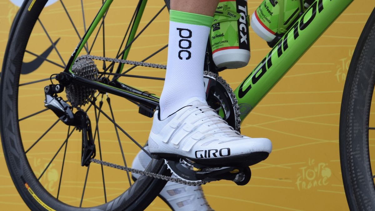 White socks and white shoes may not have been the best decision for the wet opening of the 2017 Tour de France