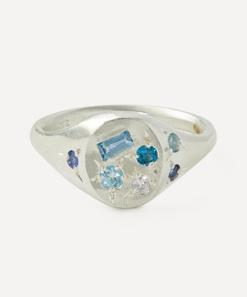 Sterling Silver Blue Treasure Multi-Stone Signet Ring