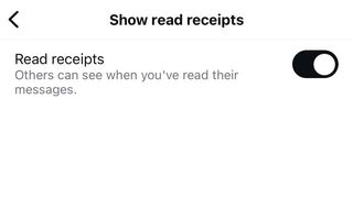 Instagram's Show Read Receipts settings, showing a toggle for Read Receipts