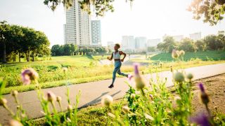 Runner in city park