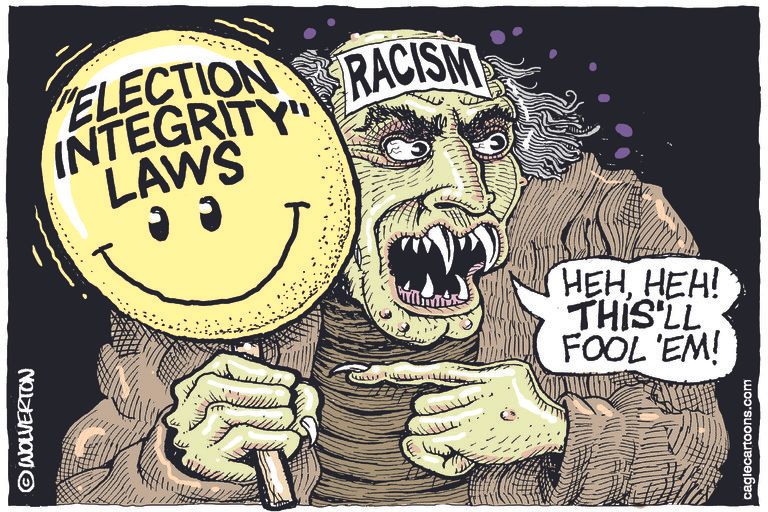 Political Cartoon U.S. georgia voting gop racism