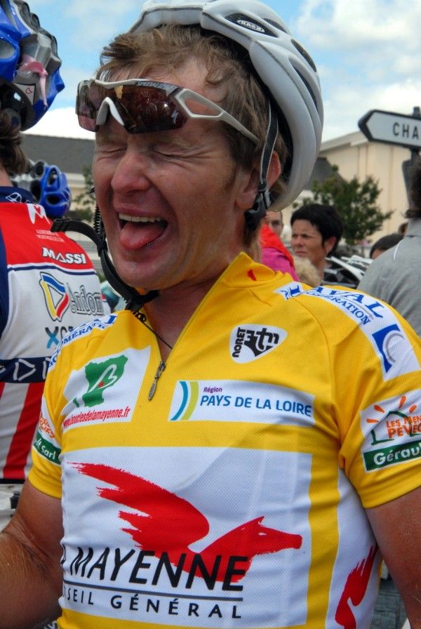 Janek Tombak (Cycling Club Bourgas) happy to win the Boucles de la Mayenne overall.