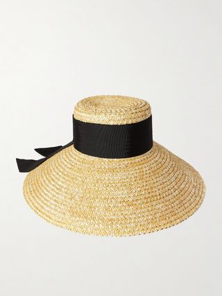 Mirabel Grosgrain-Trimmed Straw Sunhat