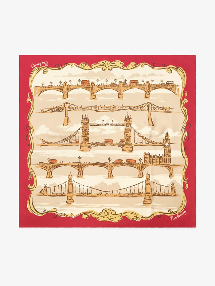 Burberry, London Bridges Silk Scarf in Hibiscus Red | Burberry&amp;reg; Official