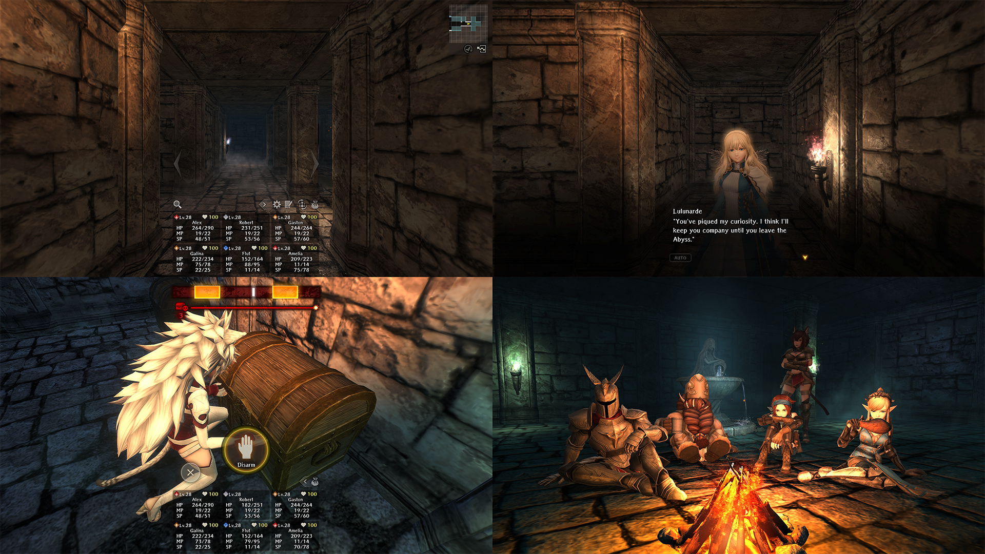 A selection of four screenshots from Wizardry Variants Daphne