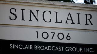 COCKEYSVILLE, MARYLAND - JULY 17: The sign for Sinclair Broadcast Group, Inc. is seen near their headquarters on July 17, 2024 in Cockeysville, Maryland. Sinclair is the second-largest television station operator in the U.S., with 193 stations across the country in over 100 markets. (Photo by Kevin Dietsch/Getty Images)