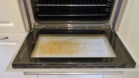 Grease stains on glass oven door