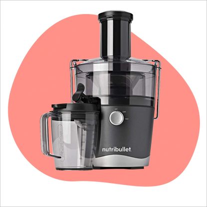 Nutribullet juicer on pink background