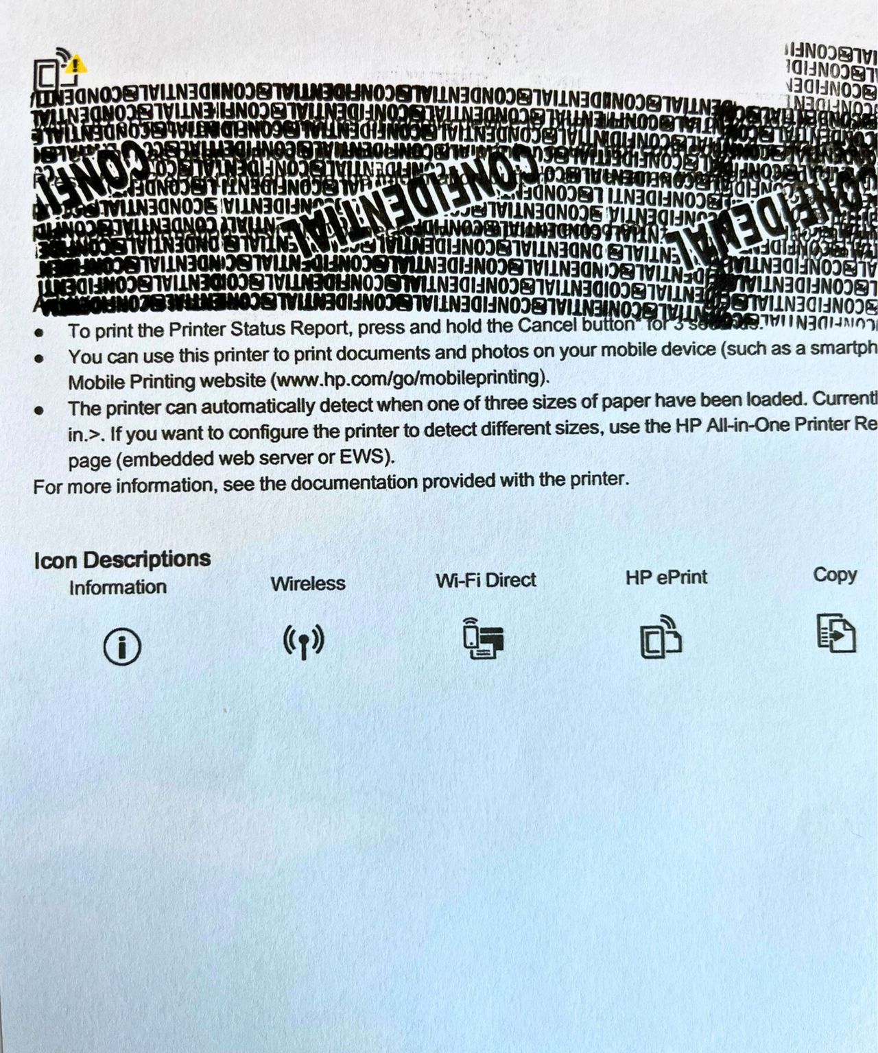 After Test document afterwards showing text obscured