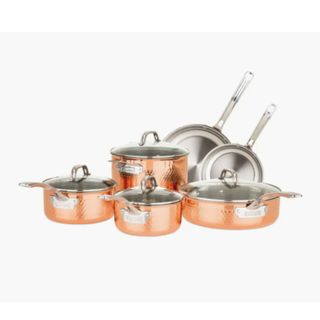 Viking Copper Clad 3-Ply Hammered 10-Piece Cookware Set