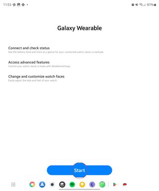 Galaxy Wearable app startup screen